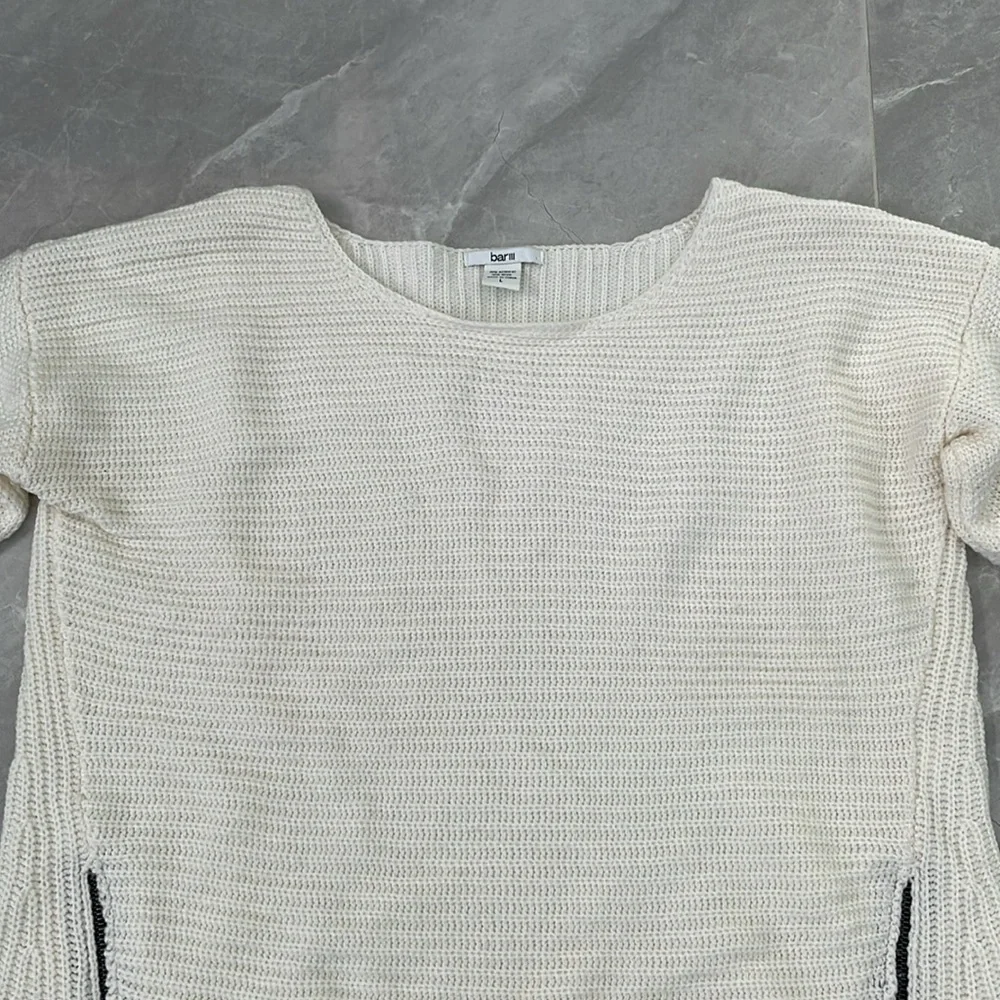 Women's Bar III Knit Zipper High Low Long Sleeve Sweater Large - Picture 2 of 13